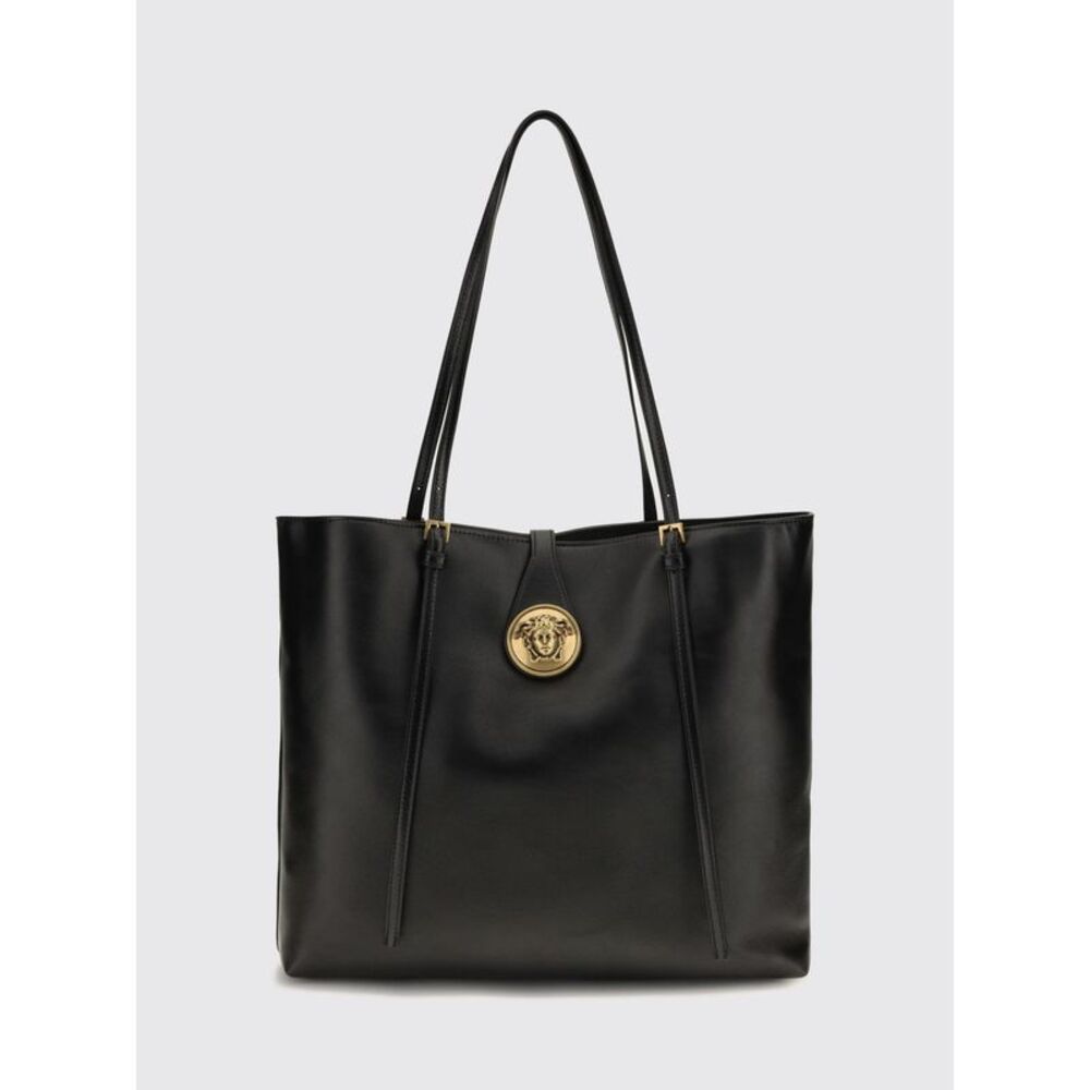 Versace Women Versace Large Lambskin Leather Tote Bag With Medusa Logo